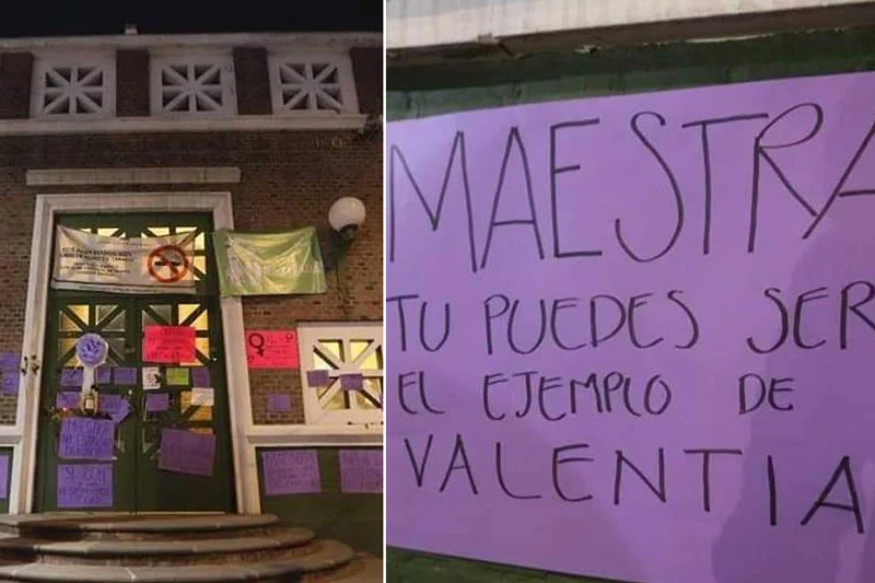 Alumnas tapizan la UAEMex con mensajes de apoyo para maestra golpeada