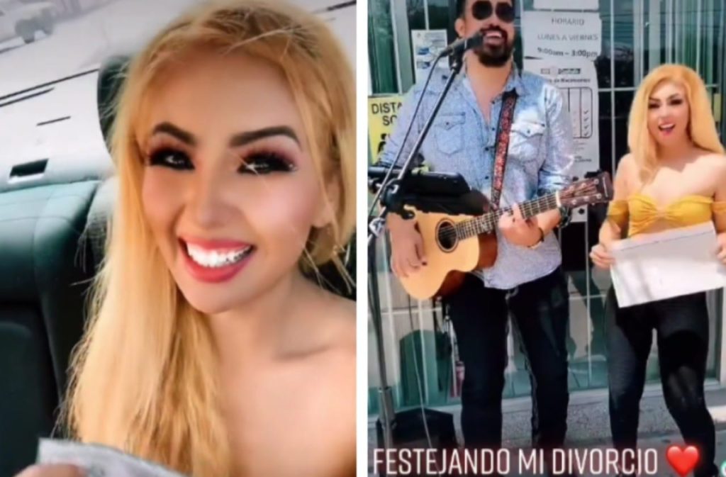 TikToker celebra su divorcio con música afuera del registro civil tras 15 años casada