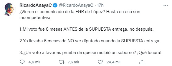 Ricardo Anaya responde a acusación de la FGR