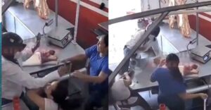 Mujeres enfrentan con cuchillo a ladrón en carnicería (VIDEO)