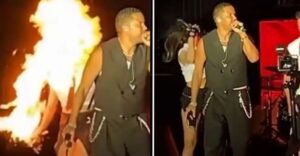 Bailarina se quema la cara en pleno concierto (VIDEO)