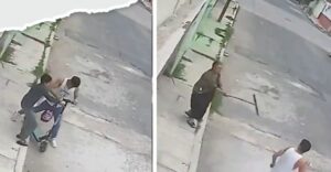Abuelita enfrenta a ladrón que quería asaltar a su nieto (VIDEO)