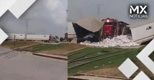 VIDEO | Camión acaba embestido por tren en Tamaulipas