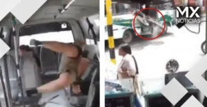 VIDEO | Motociclista se salva de un fuerte impacto gracias a puerta abierta de autobús