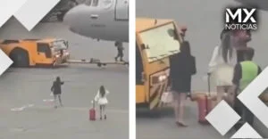 VIDEO | Mujeres se meten a la pista y persiguen avión para que las dejen subir