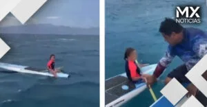 VIDEO | Pescadores rescatan a niña que quedó a la deriva en el mar de La Paz