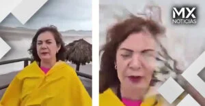 Inesperada ola ‘baña’ a reportera durante transmisión en Sonora
