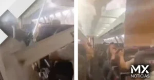 VIDEO | Se desploma techo de avión en pleno vuelo por intensa turbulencia