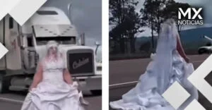 VIDEO | Captan a mujer vestida de novia caminando sola por la carretera