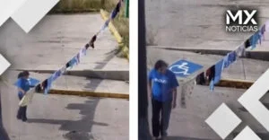 VIDEO | Surge Lady Tendedero; tiende su ropa en el estacionamiento de su colonia