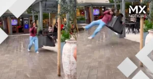 Joven es golpeada por personas que usaban un columpio dentro de una plaza comercial en la CDMX